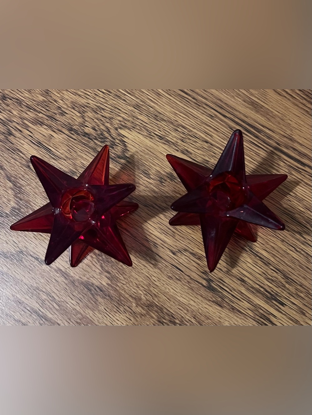 Red Glass Star Candle Holders classic eccentric vibrant halloween chic eclectic